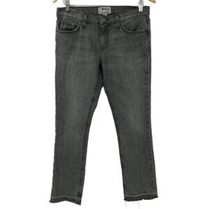 Current Elliott The Cropped Straight Gray Jeans Size 26 Released Raw Hem Frayed